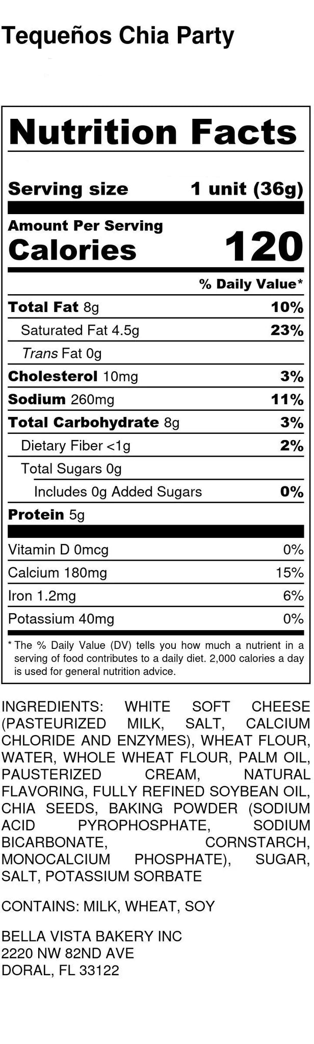 Tequeño chia precooked - 12 units